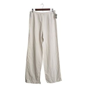 Henry White Ireland Linen Blend High Rise Wide Leg Pants In Ivory NWT Sz 12
